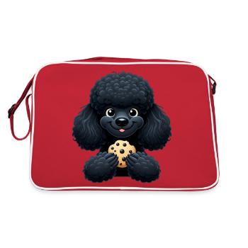 Caniche noir avec Biscuit Design mignon - Sac Retro - rouge/blanc - Dos