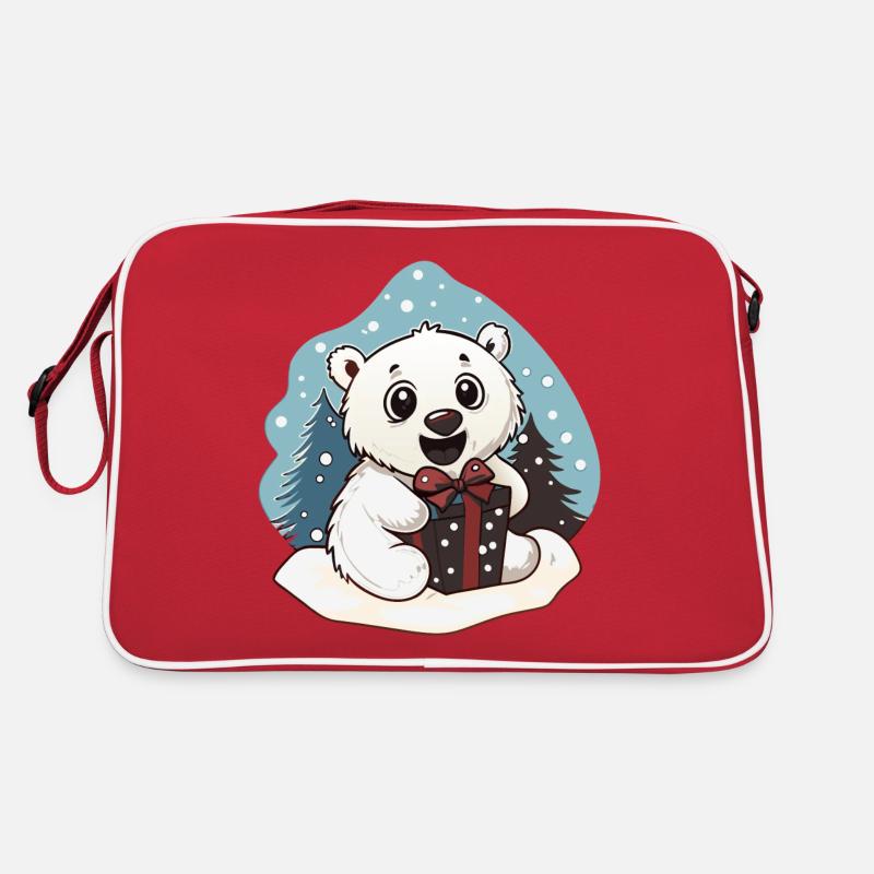 Cute polar bear with gift for Christmas Retro Bag