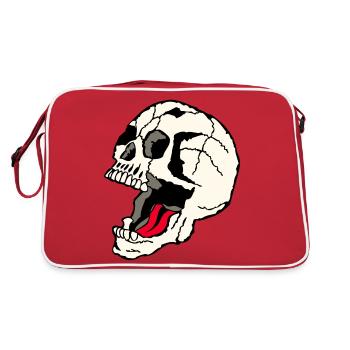 head of death skull halloween mouth open - Retro Bag - red/white - Back