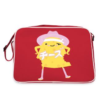 Gebissener Käse. - Retro Tasche - Rot/Weiß - Hinten