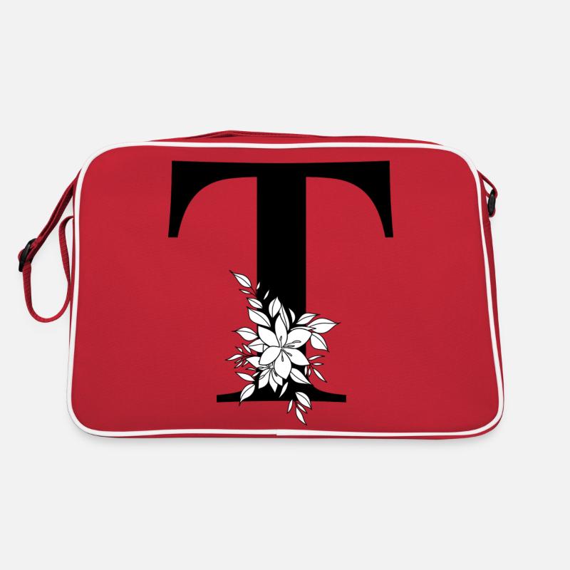 Buchstabe T - Retro Tasche - Rot/Weiß