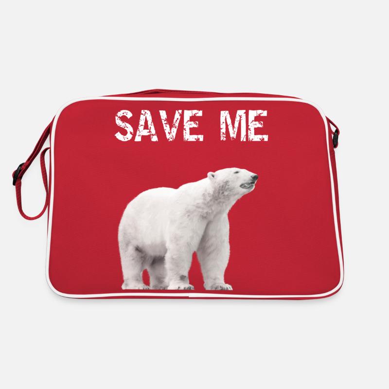 Save me Eisbär Klima Protest Klimawandel Rettung Retro Tasche