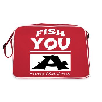 animation bodybuilder angling animal rod happy - Retro Tasche - Rot/Weiß - Hinten
