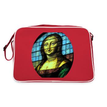 Mona Lisa in Fenster Art - Retro Tasche - Rot/Weiß - Hinten