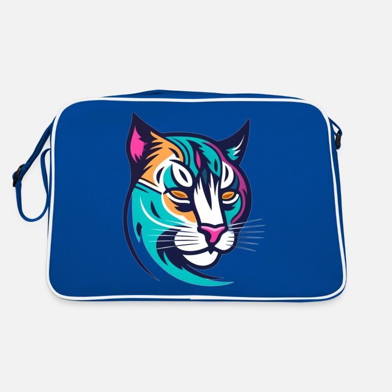 Bunt stilisierter Luchs Retro Tasche