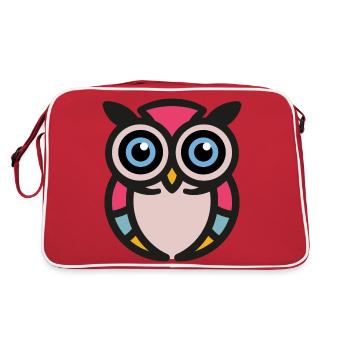 Bunte Eule - Retro Tasche - Rot/Weiß - Hinten
