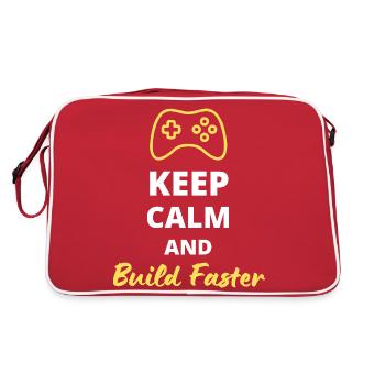 Bleib ruhig und baue schneller - Gamer & Creative - Retro Tasche - Rot/Weiß - Hinten