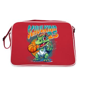 School Child 2025 Dinosaur Dino School Enrollment School - Retro Bag - red/white - Back