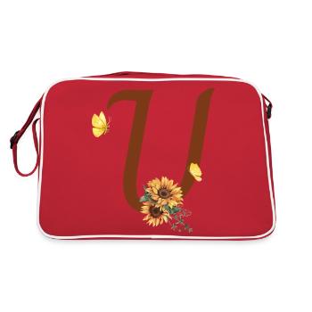 Letter u Sunflower Butterfly - Retro Bag - red/white - Back