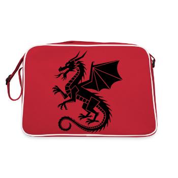 Dragon géométrique – silhouette noire - Sac Retro - rouge/blanc - Dos