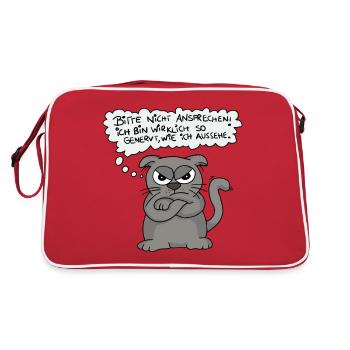 Genervte Katze - Nicht ansprechen! - Retro Tasche - Rot/Weiß - Hinten