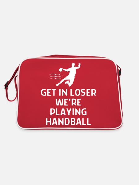 Handball Handballer Spruch Geschenk - Retro Tasche - Rot/Weiß - Hinten