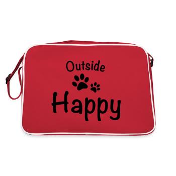 Outside dog happy dog walking - Retro Bag - red/white - Back