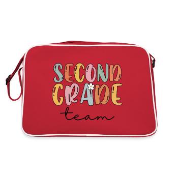 Team Second Grade 2nd Grade School Teacher Gift - Retro Bag - red/white - Back