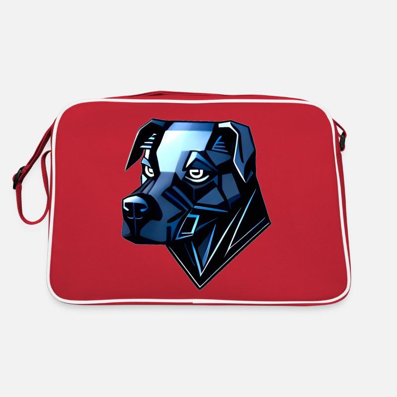 Hund Dobermann - Blaue Polygone Retro Tasche