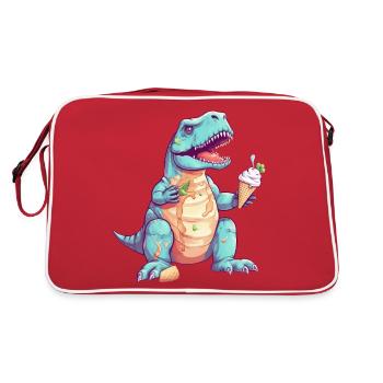 Clumsy T-Rex with ice cream - Retro Bag - red/white - Back