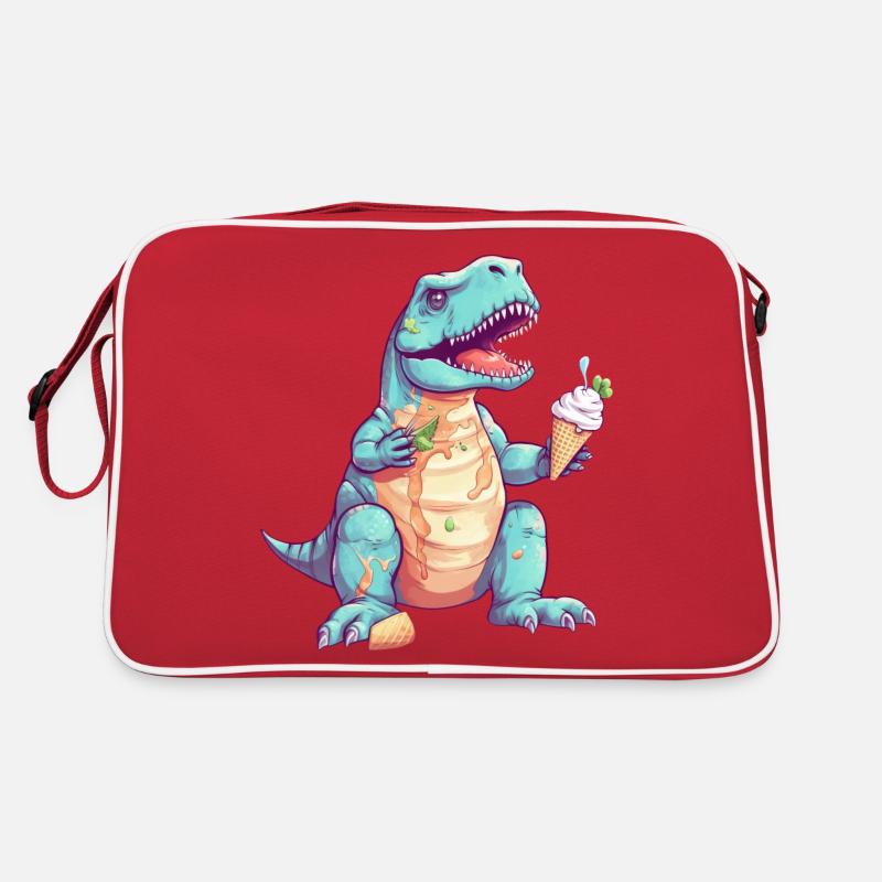 Tollpatschiger T-Rex mit Eis Retro Tasche