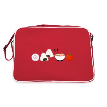 NaruSasu SasuNaru design with ramen, onigiri tomato - Retro Bag - red/white - Back