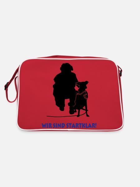 Hund am Ansatz - Retro Tasche - Rot/Weiß - Hinten