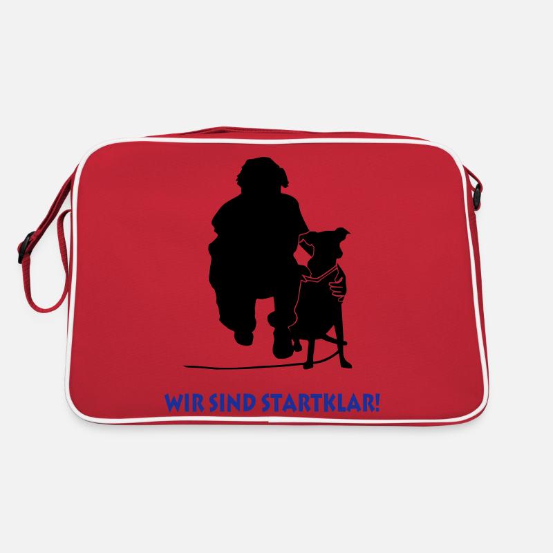 Hund am Ansatz - Retro Tasche - Rot/Weiß