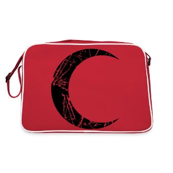 scratches cracks moon sickle moon crescent night fullm - Retro Bag - red/white - Back