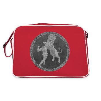 Hercule Héros grec, Bataille avec le lion - Sac Retro - rouge/blanc - Dos