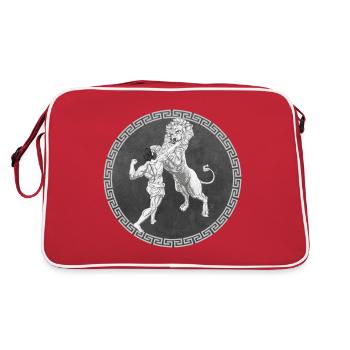 Hercule Héros grec, Bataille avec le lion - Sac Retro - rouge/blanc - Dos