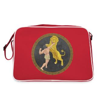 Hercule Héros grec, Bataille avec le lion - Sac Retro - rouge/blanc - Dos