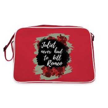 Rose Hathaway Zitat Juliet never hat to kill Romeo - Retro Tasche - Rot/Weiß - Hinten