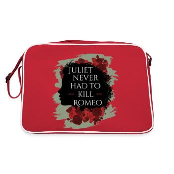 Rose Hathaway Zitat Juliet never hat to kill Romeo - Retro Tasche - Rot/Weiß - Hinten