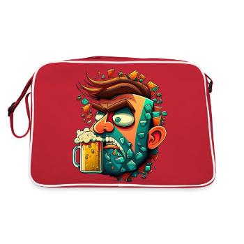 Creative beer design, funny beer lover - Retro Bag - red/white - Back
