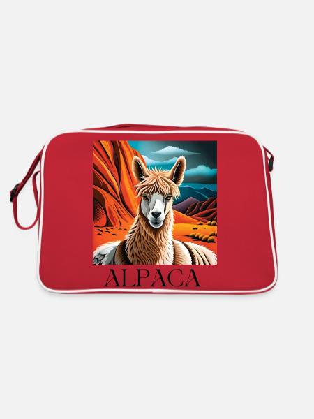 Alpaca - Retro Tasche - Rot/Weiß - Hinten