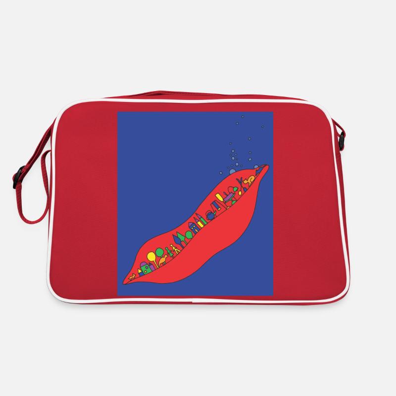 Atlantis - eine bunte verlorene Welt - Retro Tasche - Rot/Weiß