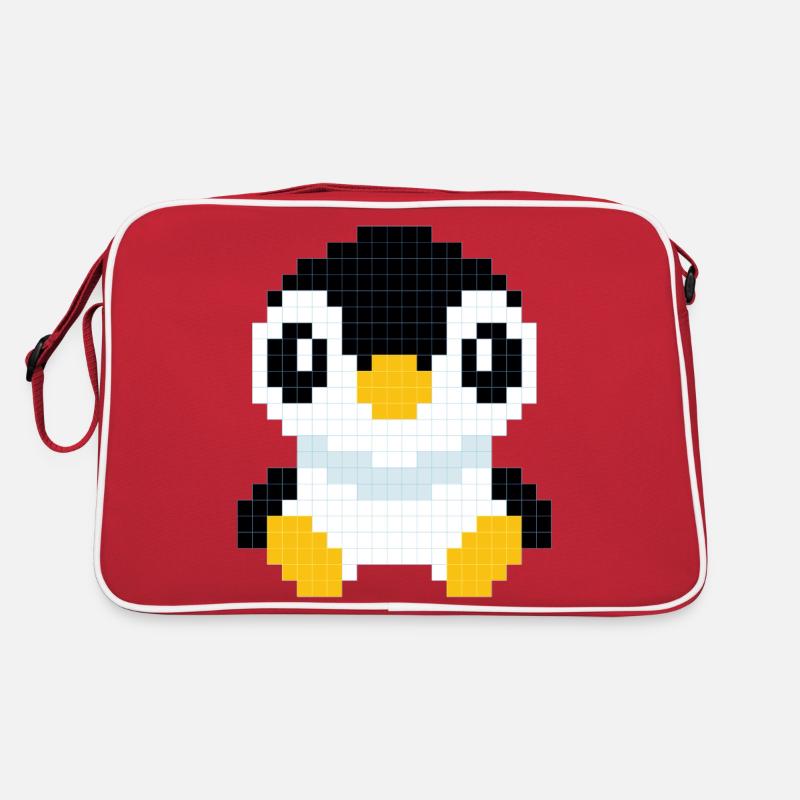 Un pingouin pixé - Sac Retro - rouge/blanc