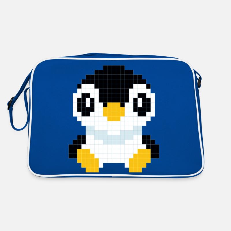 Ein pixeliger Pinguin Retro Tasche