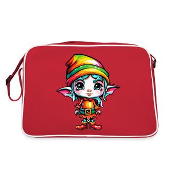 Diablotin / Nain / Fée / Noël / Elfe - Sac Retro - rouge/blanc - Dos