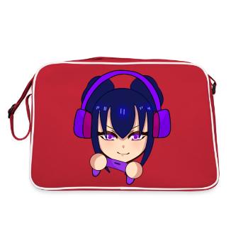 Gaming Kawaii, Anime Girl Playing Games - Retro Bag - red/white - Back