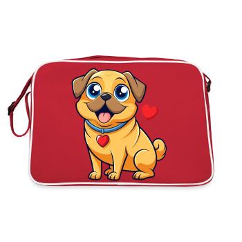 Puggle affectueux Art numérique - Sac Retro - rouge/blanc - Dos