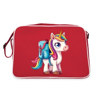 École Licorne Cartable Sac Scolaire Inscription Étudiant - Sac Retro - rouge/blanc - Dos