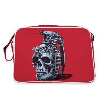 Skeleton Grenade Design - Retro Bag - red/white - Back