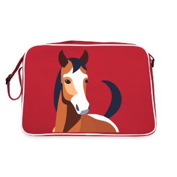Horse with brown fur - Retro Bag - red/white - Back