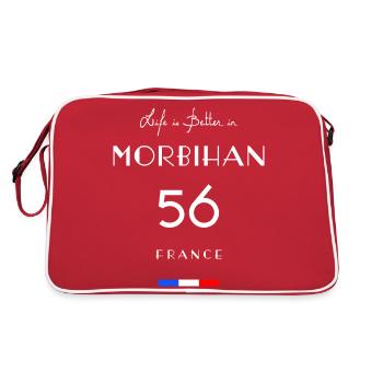 Life is better MORBIHAN Number 56 Bretagne France - Sac Retro - rouge/blanc - Dos