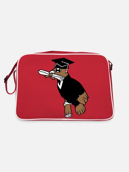 Deaf School Graduation College Certificate Certificate Certificate - Retro Bag - red/white - Back