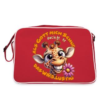 Als Gott mich schuf lustige Sprüche Frauenshirt - Retro Tasche - Rot/Weiß - Hinten