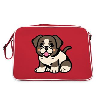 Einfach niedliches Hündchen - Retro Tasche - Rot/Weiß - Hinten