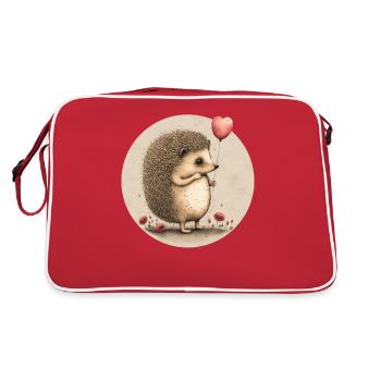 Igel mit Herz-Ballon - Retro Tasche - Rot/Weiß - Hinten