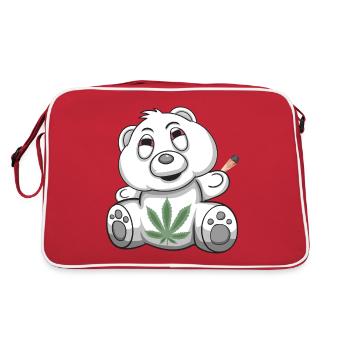 Teddy Bear Kiffer Bearchen Kiffen Gras Weed - Retro Bag - red/white - Back