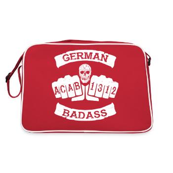 german badass deutschland fußball hooligan tattoo - Retro Tasche - Rot/Weiß - Hinten