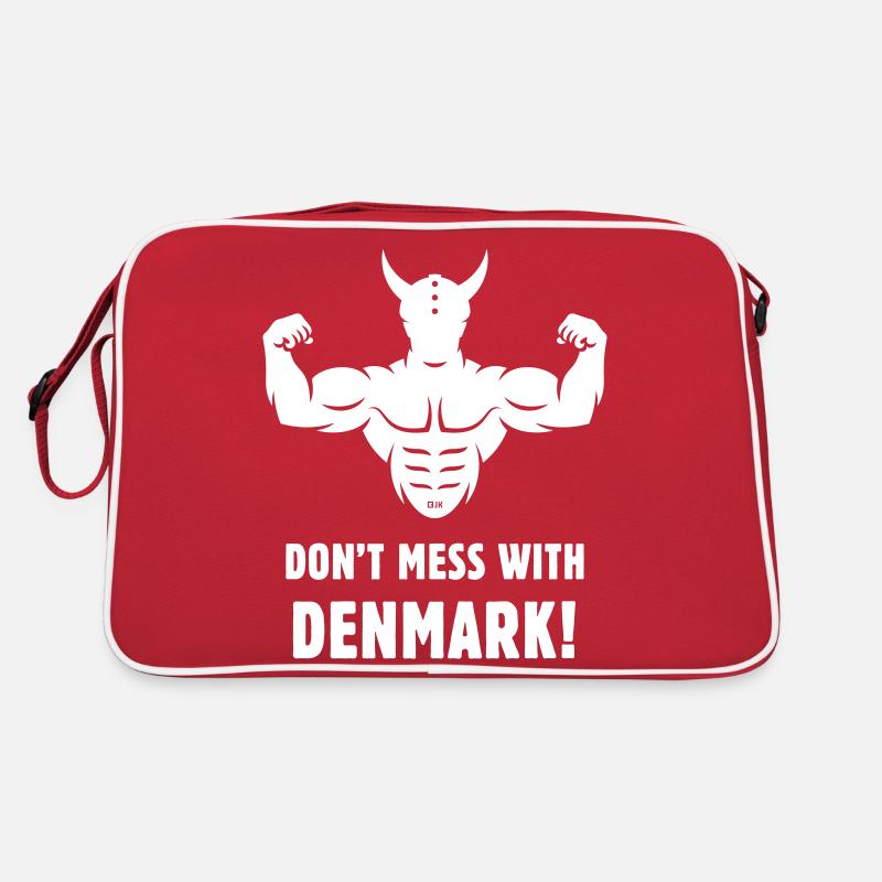 Don't Mess With Denmark! (Dänemark / Wikinger) - Retro Tasche - Rot/Weiß