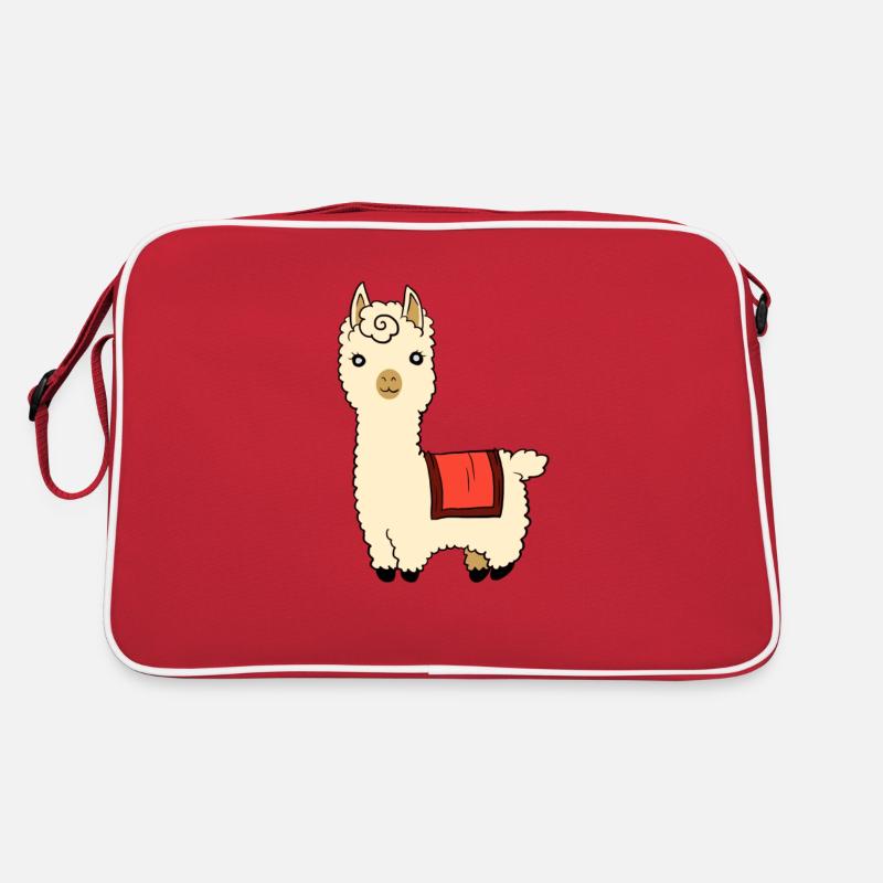 Alpaka Lama alpaka Kamel Tier süß flauschig - Retro Tasche - Rot/Weiß